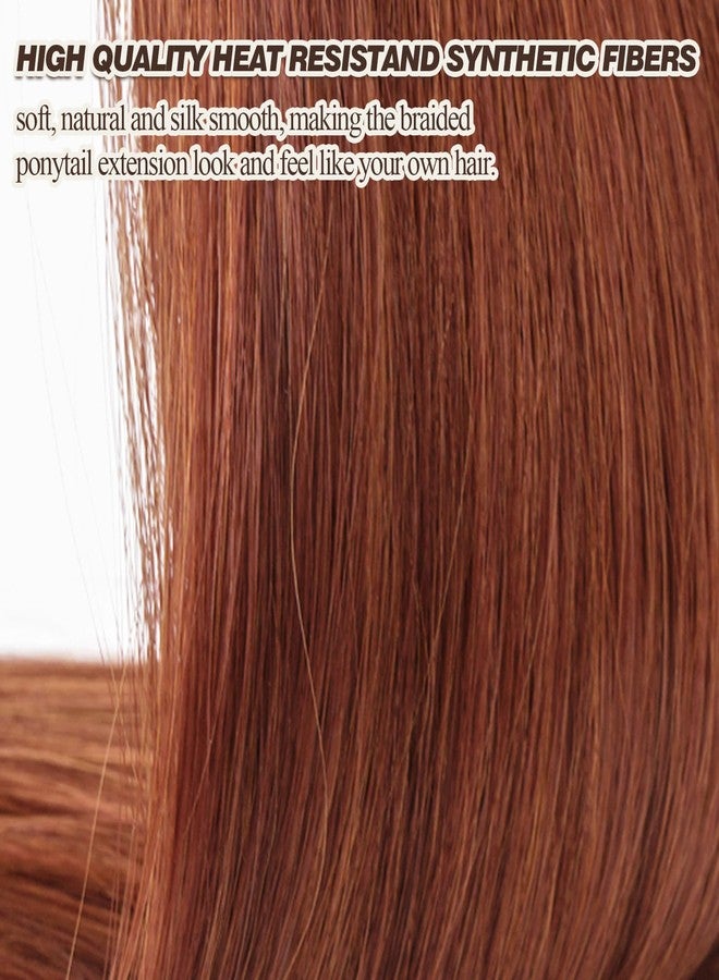 BARSDAR 2PCs 30 Inch Long Braided Ponytail Extension - Sleek Wrap Around Copper Red Braid Ponytail Hair Extensions with Hair Tie - Synthetic Pony Tails Hairpieces for Women - Copper Red - Image 3